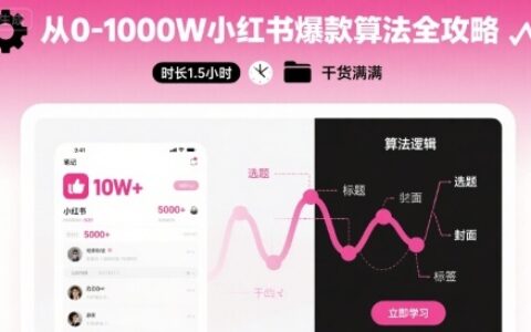 从0-1000W小红书爆款算法全攻略，时长1.5小时，干货满满