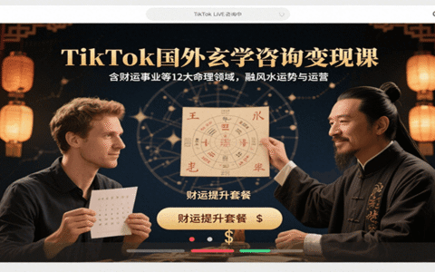 TikTok国外玄学咨询变现课，含财运事业等12大命理领域，融风水运势与运营