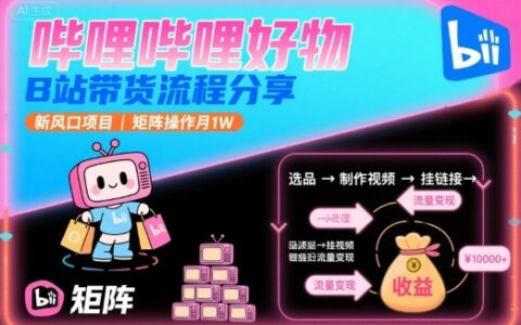 哔哩哔哩好物，B站带货流程分享，新风口项目，矩阵操作月1W