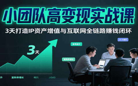 小团队高变现实战课，3天打造IP资产增值与互联网全链路赚钱闭环（第二期）