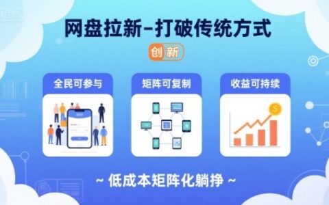 网盘拉新-打破传统方式，低成本矩阵化躺挣，全民可参与、矩阵可复制、收益可持续