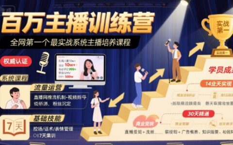 百万主播训练营，全网第一个最实战系统主播培养课程