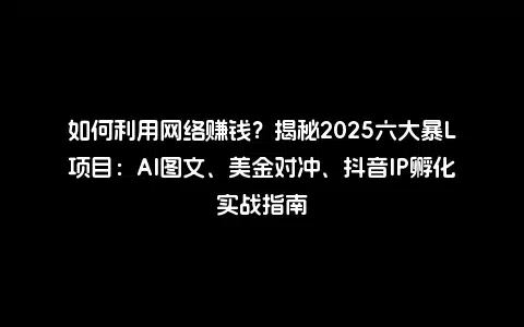 如何利用网络赚钱？揭秘2025六大暴L项目：AI图文、美金对冲、抖音IP孵化实战指南