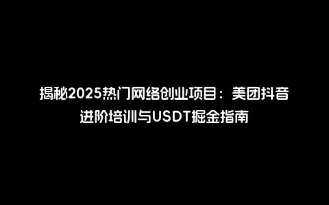 揭秘2025热门网络创业项目：美团抖音进阶培训与USDT掘金指南