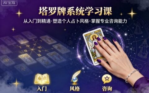 塔罗牌系统学习课，助你从入门到精通，塑造个人占卜风格，掌握专业咨询能力