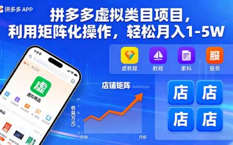 拼多多虚拟类目项目，利用矩阵化操作，轻松月入1-5W