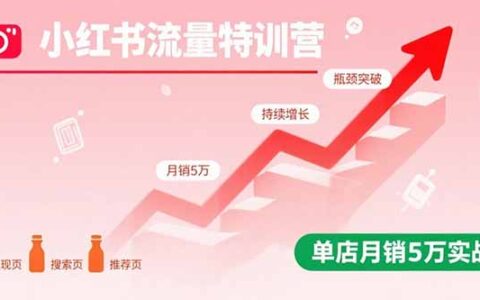 小红书流量特训营：突破流量瓶颈，实现店铺持续增长，单店月销5万实战