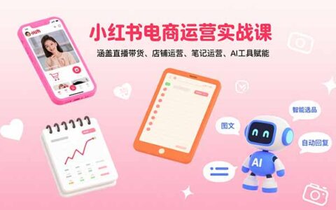 小红书电商运营实战课：涵盖直播带货、店铺运营、笔记运营、AI工具赋能