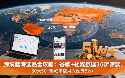 跨境蓝海选品全攻略：谷歌+社媒数据360°筛款,30天50+爆款单店月入额外5w+