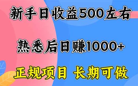 新手日收益500+ 正规项目 长期可做