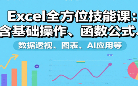 Excel全方位技能课：含基础操作、函数公式、数据透视、图表、AI应用等
