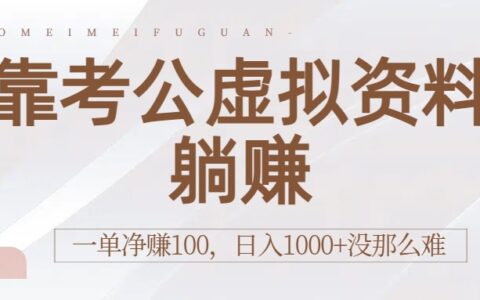 靠考公虚拟资料被动收入：一单净赚100，日入1000+没那么难
