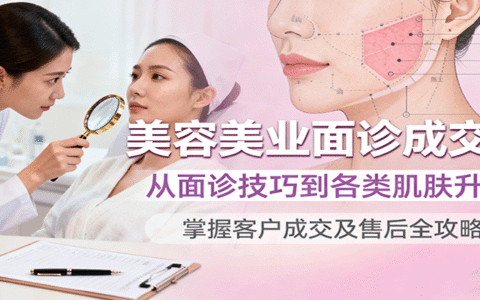 美容美业面诊成交课，从面诊技巧到各类肌肤升单，掌握客户成交及售后全攻略