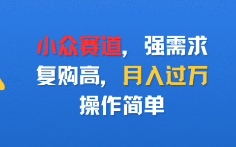 小众赛道，强需求，复购高，月入过万，操作简单