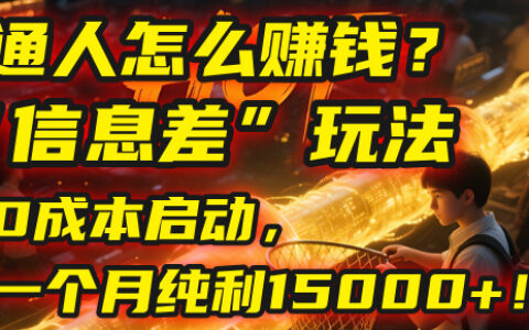 普通人怎么赚钱？| 2025年马哥揭秘信息差玩法：0成本启动，一个月纯利15000+！