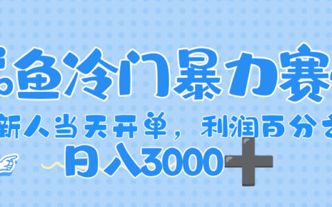 闲鱼冷门爆栗赛道，一单 80%利润，新人轻松日入，1000+