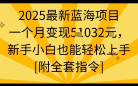 2025最新蓝海项目一个月变现1w+新手小白也能轻松上手【附全套指令】