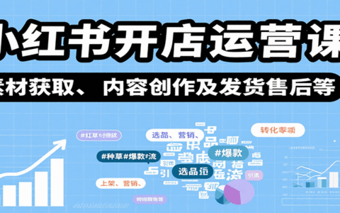 小红书开店运营课：选品、上架、营销、素材获取、内容创作及发货售后等