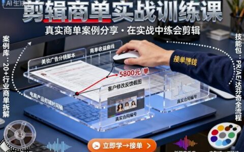 剪辑商单实战训练课，真实商单案例分享，在实战中练会剪辑