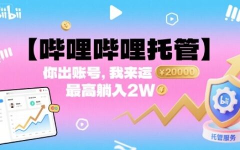 【哔哩哔哩托管】你出账号，我来运营，最高躺入2W
