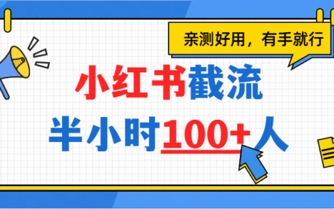 小红书截流半小时100+，亲测好用