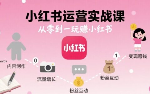 小红书运营实战课，从零到一玩賺小红书