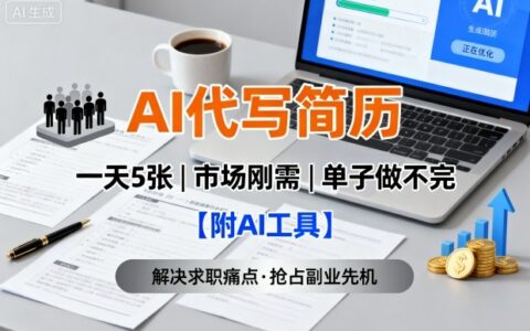 AI代写简历，一天5张，今年找工作难，市场刚需，单子做不完【附AI工具】