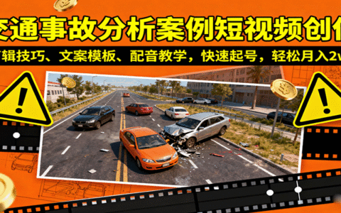 交通事故分析案例短视频创作，剪辑技巧、文案模板、配音教学，快速起号，轻松月入2w+