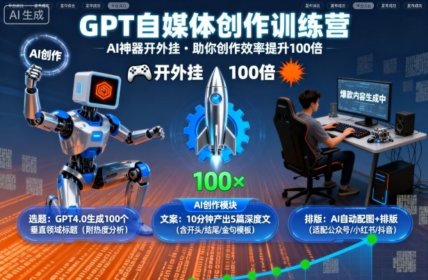 GPT自媒体创作训练营：AI神器开外G，助你创作效率提升100倍