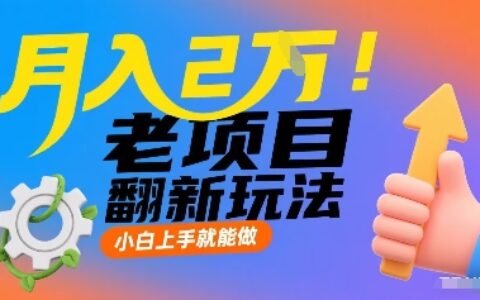 月入2W！老项目翻新玩法，小白上手就能做，非常容易上手