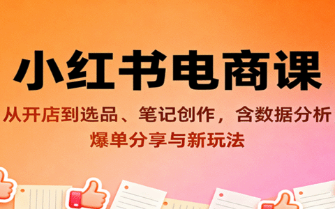 小红书电商课：从开店到选品、笔记创作，含数据分析，爆单分享与新玩法