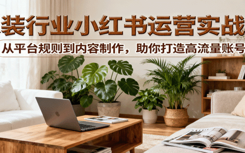 小红书家装行业运营实战课：从平台规则到内容制作，助你打造高流量账号