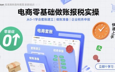 电商零基础做账报税实操快速上手，从0-1学会套账建立，做账准备，企业税务申报