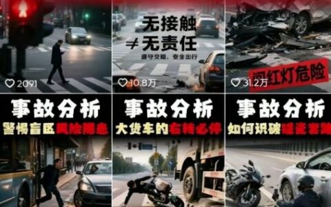 交通事故分析案例短视频，全新赛道，可做抖音精选计划，可同步百家号头条号支付宝视频号平台