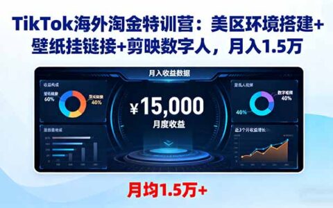 TikTok海外淘金特训营：美区环境搭建+壁纸挂链接+剪映数字人，月入1.5万