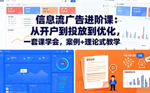 信息流广告进阶课：从开户到投放到优化，一套课学会，案例+理论式教学