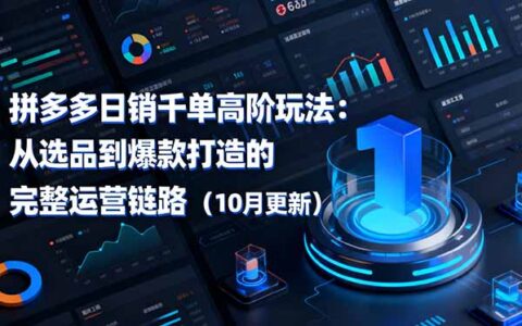 拼多多日销千单高阶玩法：从选品到爆款打造的完整运营链路（10月更新）