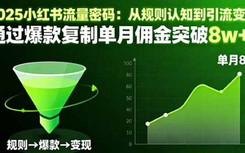2025小红书流量密码：从规则认知到引流变现，通过爆款复制单月佣金突破8w+