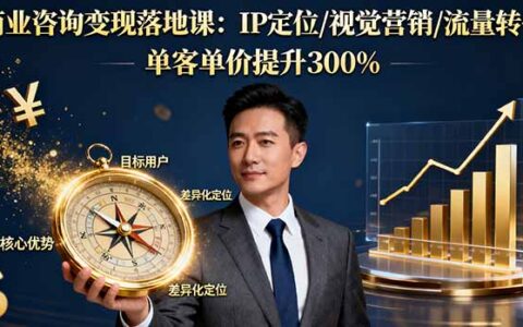 商业咨询变现落地课：IP定位/视觉营销/流量转化，单客单价提升300%