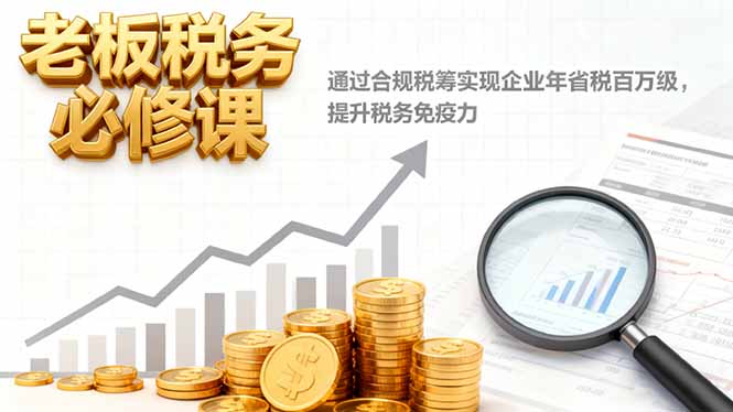 老板税务必修课，通过合规税筹实现企业年省税百万级，提升税务免疫力