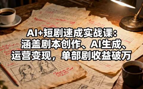 AI+短剧速成实战课：涵盖剧本创作、AI生成、运营变现，单部剧收益破万