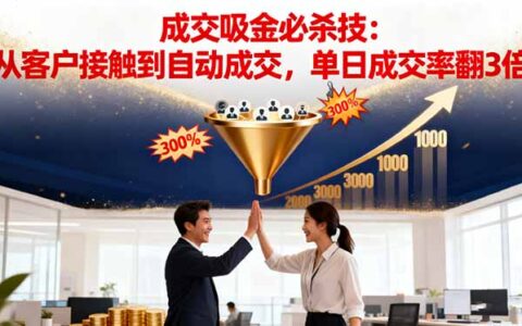 吸金成交营销必杀技：从客户接触到自动成交，单日成交率翻3倍