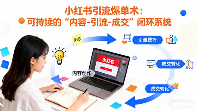 小红书引流爆单术：构建一套低成本 可持续的内容-引流-成交闭环系统