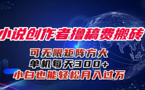 小说创作者撸稿费搬砖玩法，单机每天300+小白也能轻松月入过万的保姆级...