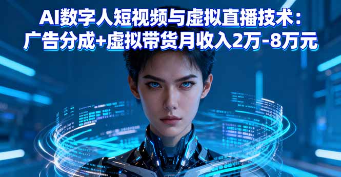 AI数字人短视频与虚拟直播技术：广告分成+虚拟带货月收入2万-8万R