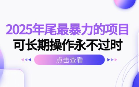 2025年尾最爆栗的项目可长期操作永不过时