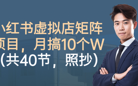 小红书虚拟店矩阵项目，月搞10W（共40节，照抄照做）