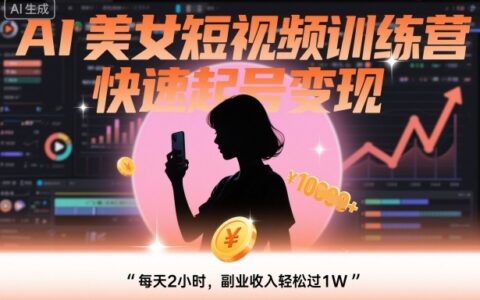AI美女短视频训练营，快速起号变现，每天2小时，副业收入轻松过1W