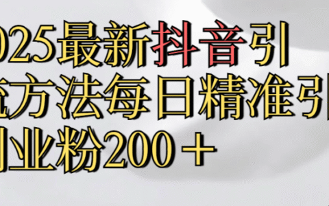 2025最新抖音引流,方法每日精准引流创业粉300＋