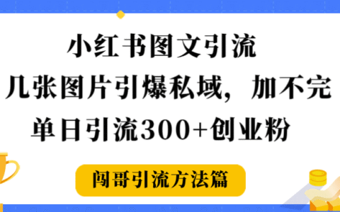 小红书图文引流，几张图片引爆私域加不完，单日引流300＋创业粉